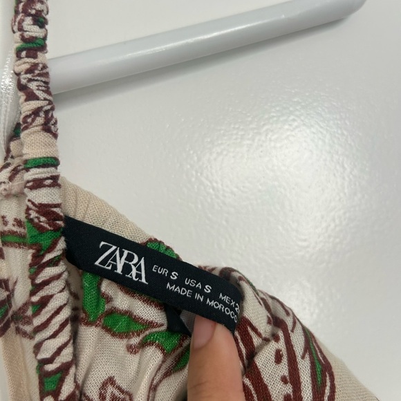 Zara Floral Leaf Print Linen Blend MIDI dress size small boho bloggers favorite - Picture 13 of 15